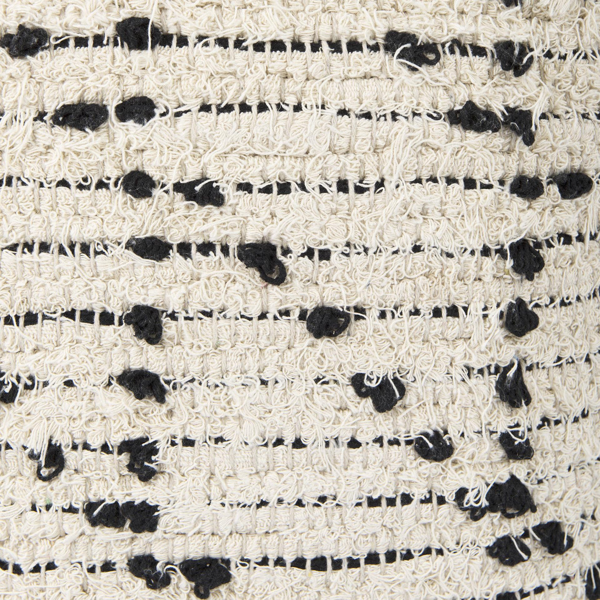 Mercana Aarohi 16.0L x 16.0W x 16.0H Cream/Black Cotton Patterned Pouf