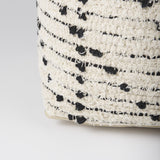 Mercana Aarohi 16.0L x 16.0W x 16.0H Cream/Black Cotton Patterned Pouf