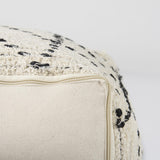 Mercana Aarohi 16.0L x 16.0W x 16.0H Cream/Black Cotton Patterned Pouf