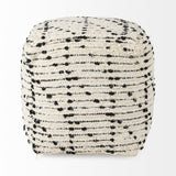 Mercana Aarohi 16.0L x 16.0W x 16.0H Cream/Black Cotton Patterned Pouf