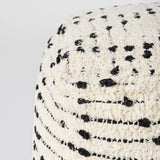 Mercana Aarohi 16.0L x 16.0W x 16.0H Cream/Black Cotton Patterned Pouf