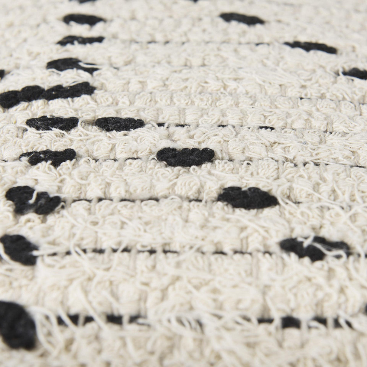 Mercana Aarohi 16.0L x 16.0W x 16.0H Cream/Black Cotton Patterned Pouf