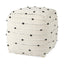 Mercana Amaira 16.0L x 16.0W x 16.0H Cream/Black/White patterned Wool and Cotton Pouf
