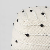 Mercana Amaira 16.0L x 16.0W x 16.0H Cream/Black/White patterned Wool and Cotton Pouf