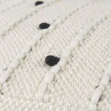 Mercana Amaira 16.0L x 16.0W x 16.0H Cream/Black/White patterned Wool and Cotton Pouf