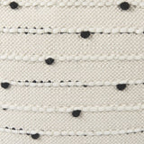 Mercana Amaira 16.0L x 16.0W x 16.0H Cream/Black/White patterned Wool and Cotton Pouf