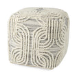 Mercana Amaya 16.0L x 16.0W x 16.0H Cream/Black/Gray Wool and Cotton Pouf