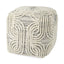 Mercana Amaya 16.0L x 16.0W x 16.0H Cream/Black/Gray Wool and Cotton Pouf