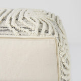 Mercana Amaya 16.0L x 16.0W x 16.0H Cream/Black/Gray Wool and Cotton Pouf