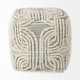 Mercana Amaya 16.0L x 16.0W x 16.0H Cream/Black/Gray Wool and Cotton Pouf
