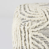 Mercana Amaya 16.0L x 16.0W x 16.0H Cream/Black/Gray Wool and Cotton Pouf