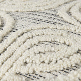 Mercana Amaya 16.0L x 16.0W x 16.0H Cream/Black/Gray Wool and Cotton Pouf