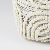 Mercana Amaya 16.0L x 16.0W x 16.0H Cream/Black/Gray Wool and Cotton Pouf