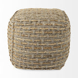 Mercana Binita 16.0L x 16.0W x 16.0H Gray/Brown Hemp Wool and Cotton Pouf