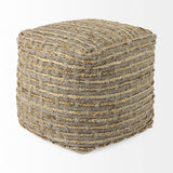 Mercana Binita 16.0L x 16.0W x 16.0H Gray/Brown Hemp Wool and Cotton Pouf