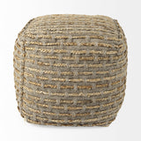 Mercana Binita 16.0L x 16.0W x 16.0H Gray/Brown Hemp Wool and Cotton Pouf