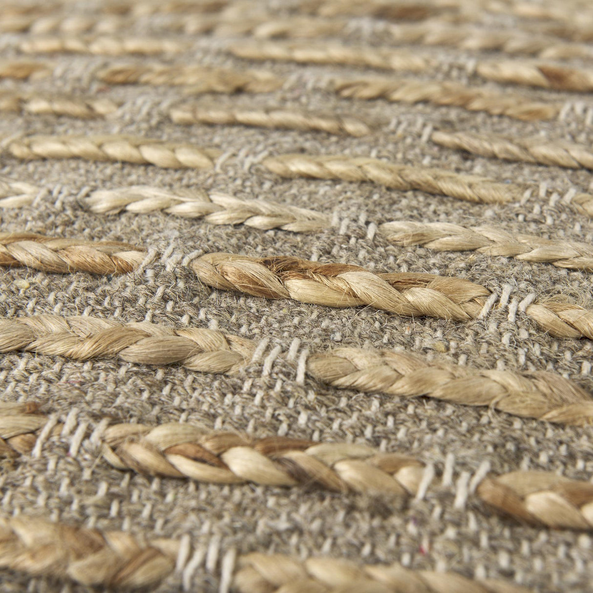 Mercana Binita 16.0L x 16.0W x 16.0H Gray/Brown Hemp Wool and Cotton Pouf