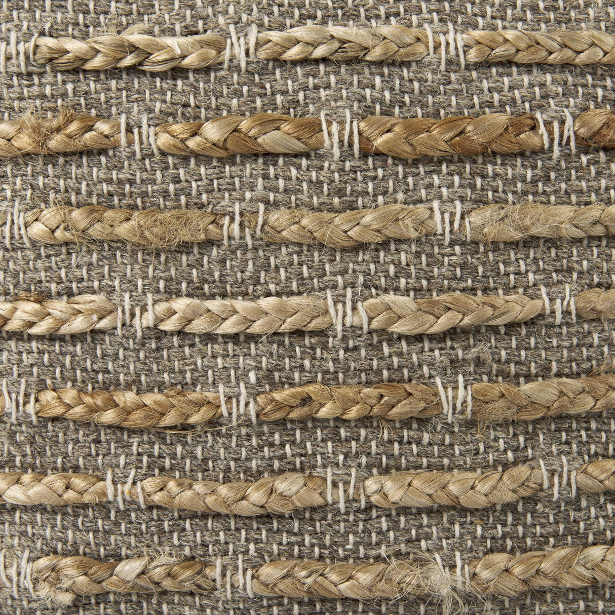 Mercana Binita 16.0L x 16.0W x 16.0H Gray/Brown Hemp Wool and Cotton Pouf