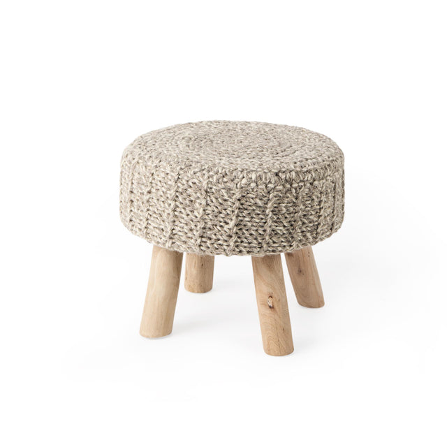 Mercana Bina 19.0L x 19.0W x 15.0H Taupe 4 Legged Wool Stool