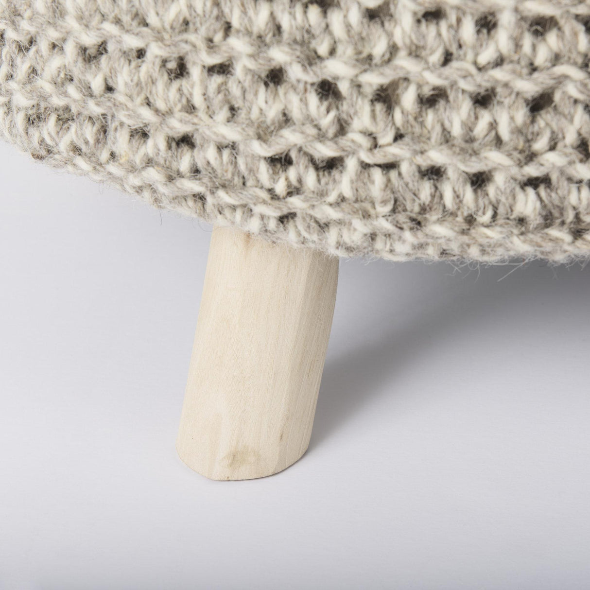 Mercana Bina 24.0L x 24.0W x 14.0H Light Gray 4 Legged Wool Stool
