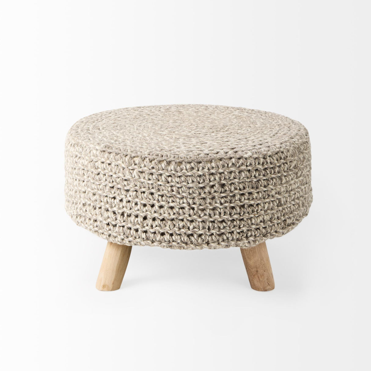Mercana Bina 24.0L x 24.0W x 14.0H Light Gray 4 Legged Wool Stool