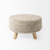 Mercana Bina 24.0L x 24.0W x 14.0H Light Gray 4 Legged Wool Stool