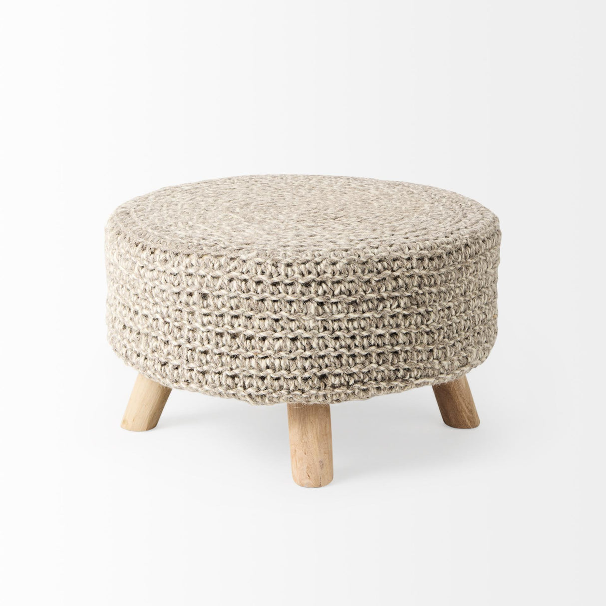 Mercana Bina 24.0L x 24.0W x 14.0H Light Gray 4 Legged Wool Stool