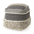 Mercana Darika 16.0L x 16.0W x 16.0H Black/White/Gray Cotton Pouf