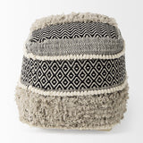 Mercana Darika 16.0L x 16.0W x 16.0H Black/White/Gray Cotton Pouf
