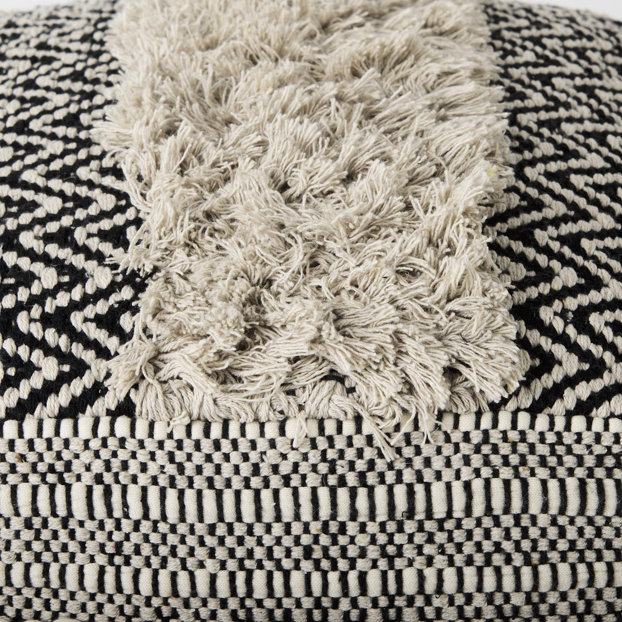 Mercana Darika 16.0L x 16.0W x 16.0H Black/White/Gray Cotton Pouf