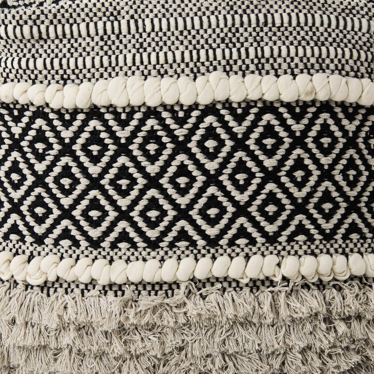 Mercana Darika 16.0L x 16.0W x 16.0H Black/White/Gray Cotton Pouf