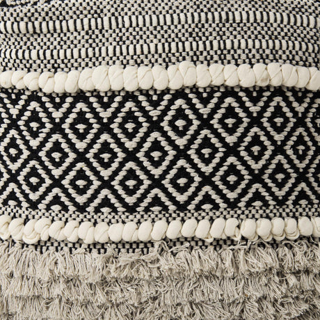 Mercana Darika 16.0L x 16.0W x 16.0H Black/White/Gray Cotton Pouf