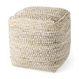 Mercana Ekani 16.0L x 16.0W x 16.0H Cream/Beige Cotton Pouf