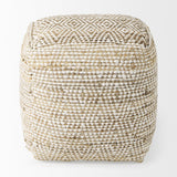 Mercana Ekani 16.0L x 16.0W x 16.0H Cream/Beige Cotton Pouf