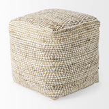 Mercana Ekani 16.0L x 16.0W x 16.0H Cream/Beige Cotton Pouf