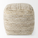 Mercana Ekani 16.0L x 16.0W x 16.0H Cream/Beige Cotton Pouf