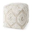Mercana Ekanta 16.0L x 16.0W x 16.0H Cream/Beige Patterned Cotton Pouf
