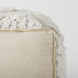 Mercana Ekanta 16.0L x 16.0W x 16.0H Cream/Beige Patterned Cotton Pouf