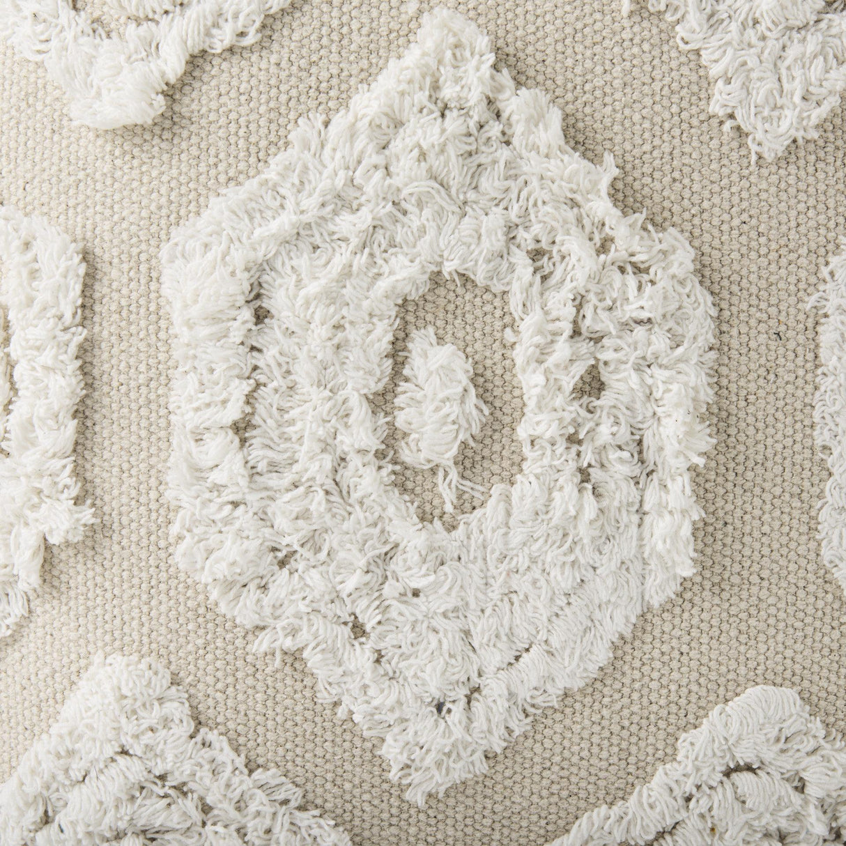 Mercana Ekanta 16.0L x 16.0W x 16.0H Cream/Beige Patterned Cotton Pouf