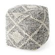 Mercana Ekiya 16.0L x 16.0W x 16.0H Black/White Yarn and Wool Patterened Pouf