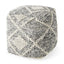 Mercana Ekiya 16.0L x 16.0W x 16.0H Black/White Yarn and Wool Patterened Pouf