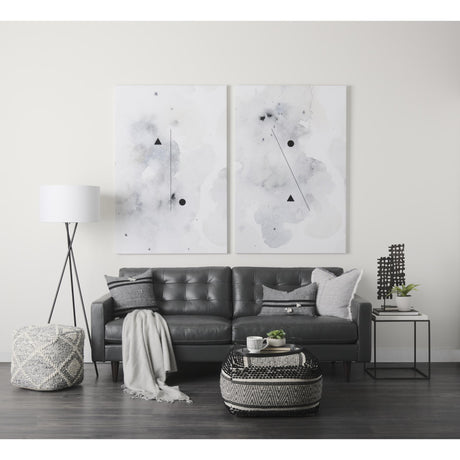 Mercana Ekiya 16.0L x 16.0W x 16.0H Black/White Yarn and Wool Patterened Pouf