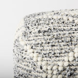 Mercana Ekiya 16.0L x 16.0W x 16.0H Black/White Yarn and Wool Patterened Pouf