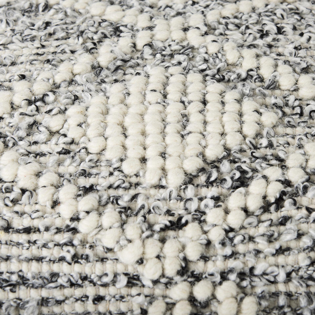 Mercana Ekiya 16.0L x 16.0W x 16.0H Black/White Yarn and Wool Patterened Pouf