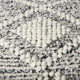 Mercana Ekiya 16.0L x 16.0W x 16.0H Black/White Yarn and Wool Patterened Pouf