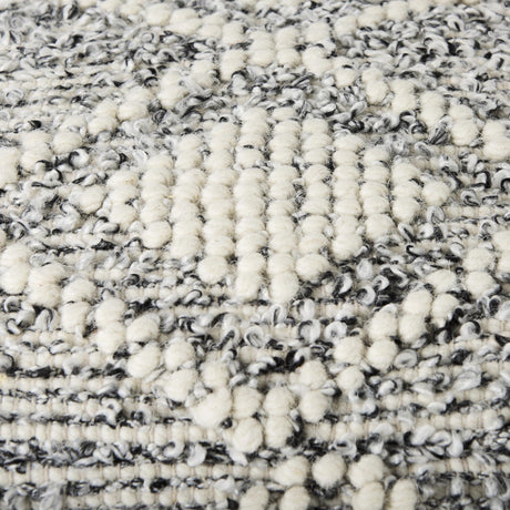 Mercana Ekiya 16.0L x 16.0W x 16.0H Black/White Yarn and Wool Patterened Pouf