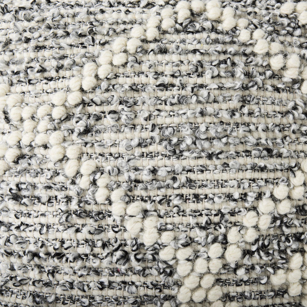 Mercana Ekiya 16.0L x 16.0W x 16.0H Black/White Yarn and Wool Patterened Pouf