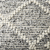Mercana Ekiya 16.0L x 16.0W x 16.0H Black/White Yarn and Wool Patterened Pouf
