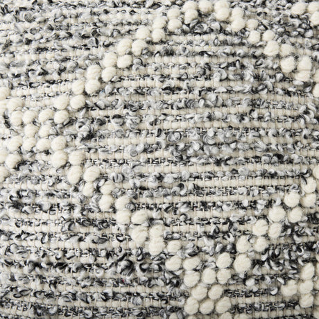 Mercana Ekiya 16.0L x 16.0W x 16.0H Black/White Yarn and Wool Patterened Pouf