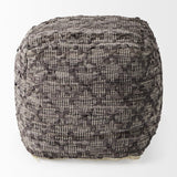 Mercana Falguni 16.0L x 16.0W x 16.0H Gray Leather and Cotton Patterned Pouf